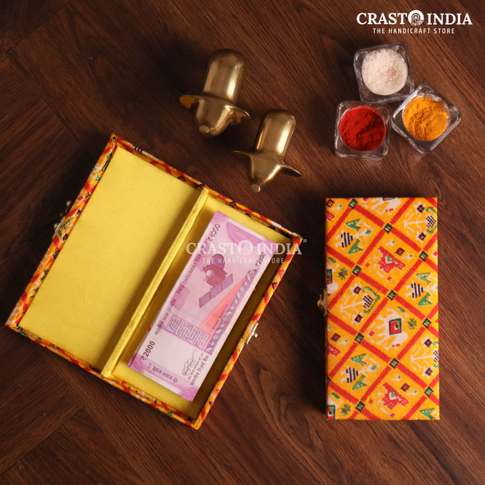 CRASTO INDIA HANDCRAFTED PATOLA PRINT CLOTH CASH BOX (1 PC)