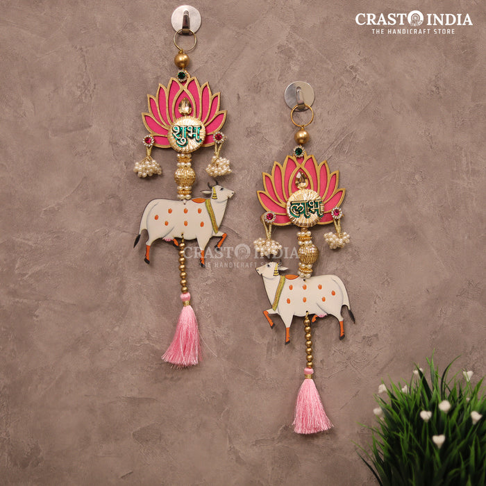 CRASTO INDIA HANDCRAFTED FESTIVE LOTUS - KAMDHENU SHUBH LABH WITH SILK TASSELS