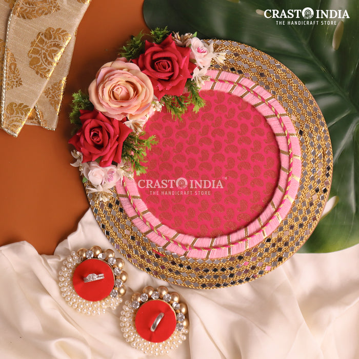 Buy Mridang Handmade Designer Engagement Ring tray ring holder platter with  customise name(anniversary/engagement/wedding ring platter/Decorative Tray/Marriage  Decor)- 10x10x8 INCH Online at Low Prices in India - Amazon.in