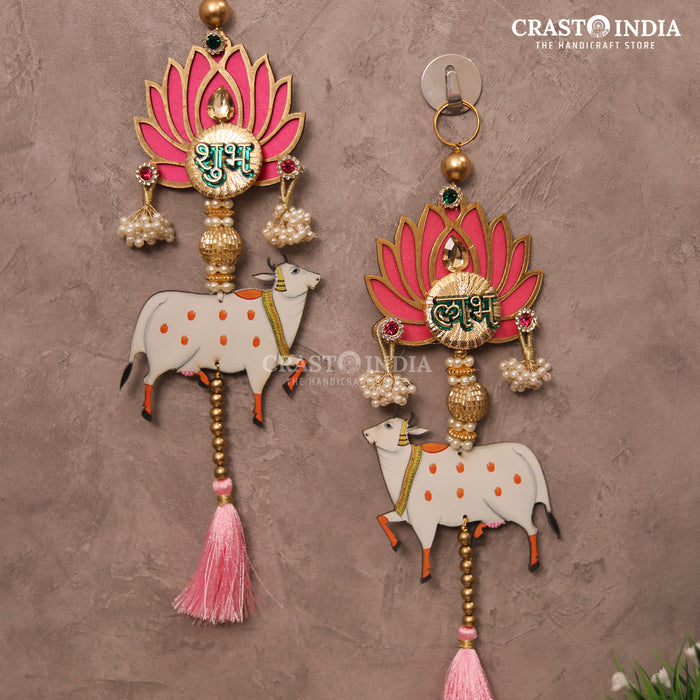 CRASTO INDIA HANDCRAFTED FESTIVE LOTUS - KAMDHENU SHUBH LABH WITH SILK TASSELS