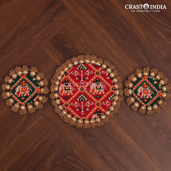 3 PC SET - CRASTO INDIA HANDCRAFTED FESTIVE RANGOLI #35 - REVERSIBLE