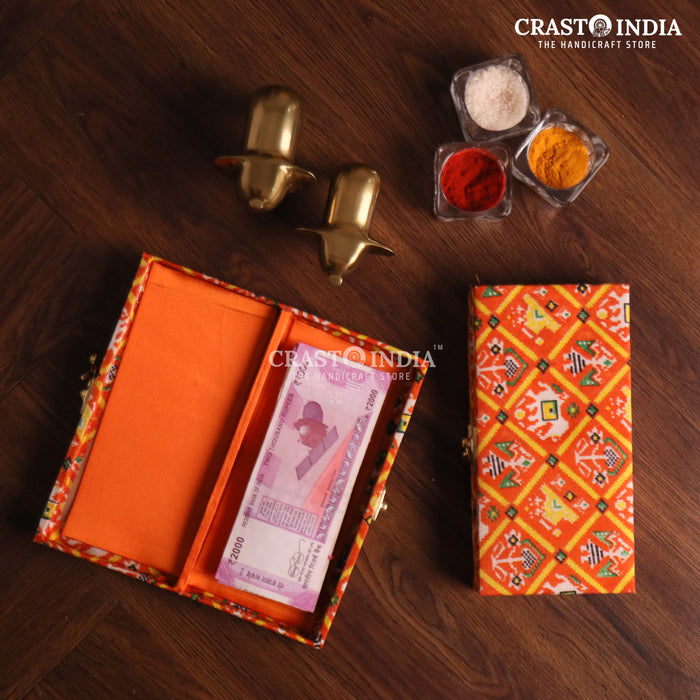 CRASTO INDIA HANDCRAFTED PATOLA PRINT CLOTH CASH BOX (1 PC)