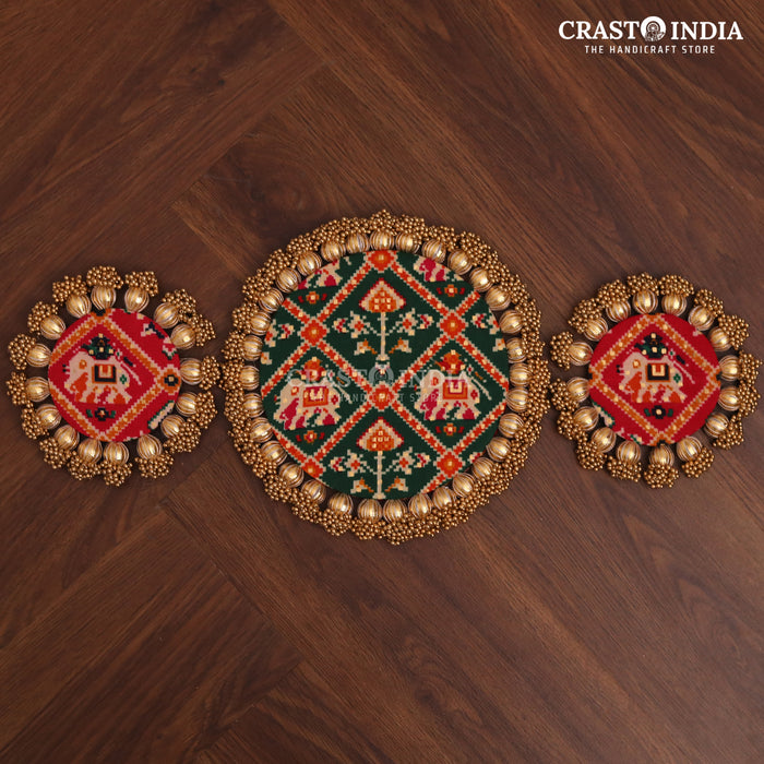 3 PC SET - CRASTO INDIA HANDCRAFTED FESTIVE RANGOLI #35 - REVERSIBLE