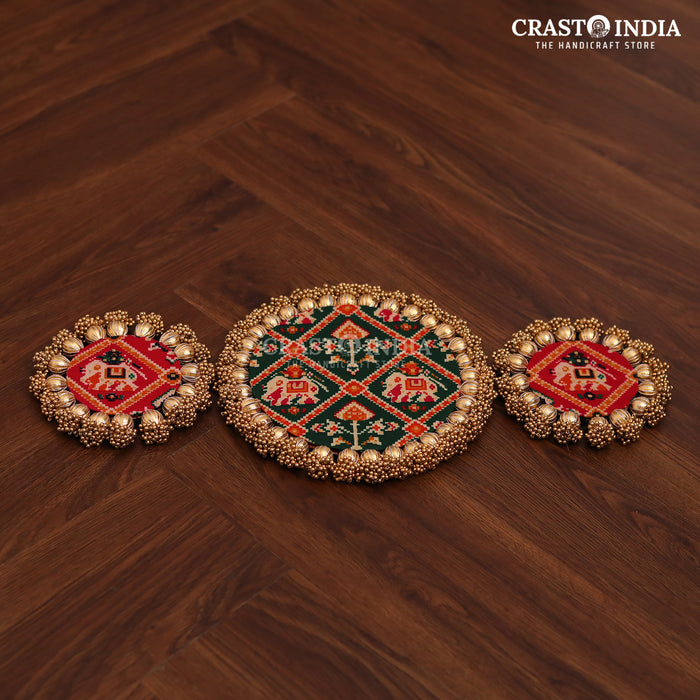 3 PC SET - CRASTO INDIA HANDCRAFTED FESTIVE RANGOLI #35 - REVERSIBLE