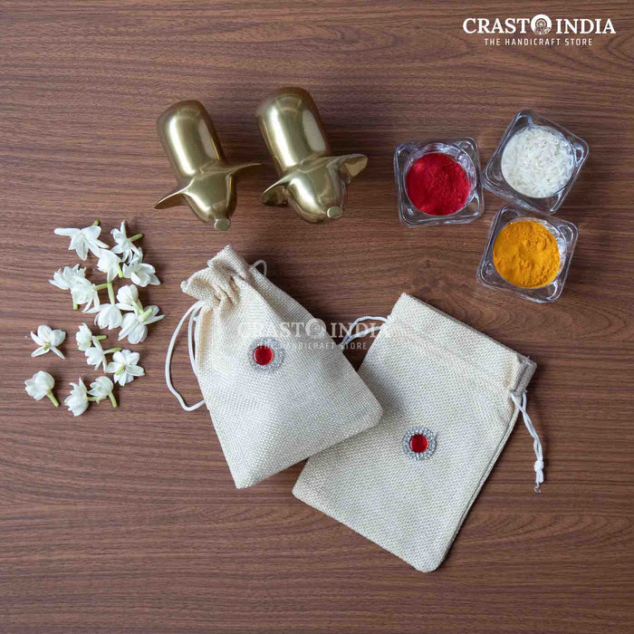 CRASTO INDIA HANDCRAFTED BEIGE JUTE POTLI (AVAILABLE IN 4 SIZES)