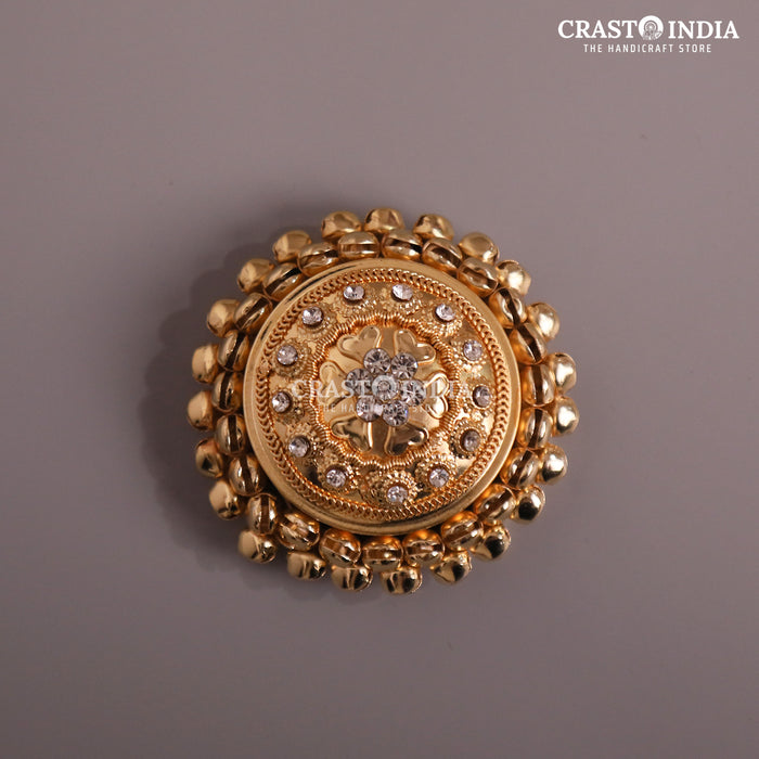 PACK OF 6 PCS - CRASTO INDIA HANDCRAFTED ROUND GHUNGROO JEWELLERY BOX WITH DOTTED STONES WITHOUT HINGE .