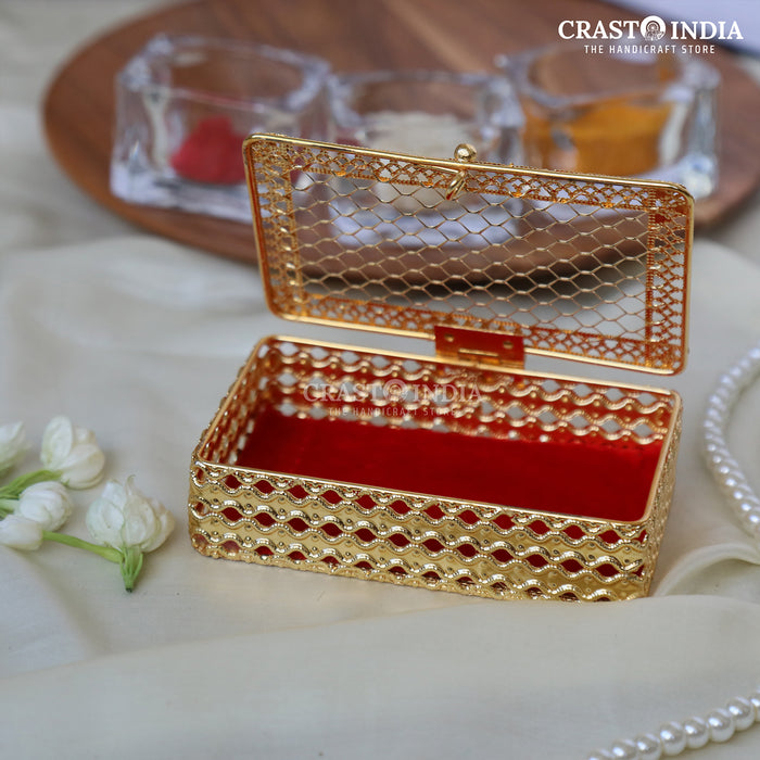 PACK OF 3 PCS - CRASTO INDIA HANDCRAFTED RECTANGLE JEWELLERY BOX IN VELVET