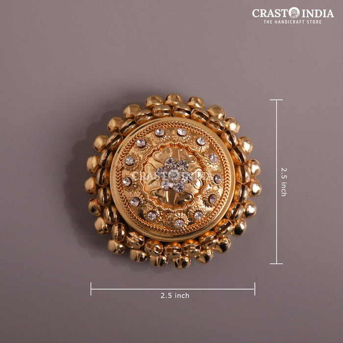 PACK OF 6 PCS - CRASTO INDIA HANDCRAFTED ROUND GHUNGROO JEWELLERY BOX WITH DOTTED STONES WITHOUT HINGE .