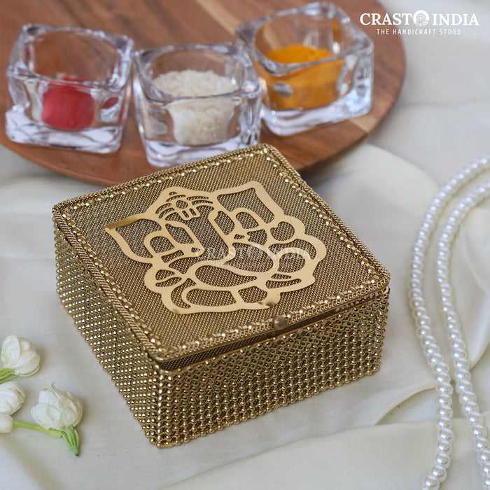 PACK OF 2 PCS -  CRASTO INDIA HANDCRAFTED GANESHA LADOO BOX